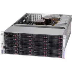 Платформа Supermicro server barebone SSG-640P-E1CR36H Dual Socket P+, 36 3.5"/<wbr>2.5" Hot-swap SAS3/<wbr>SATA3 drives, 7x 8cm hot-swap counter-rotate redundant PWM cooling fans, HW RAID support via Broadcom 3908, 1600W RPSU