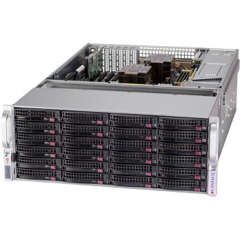 Платформа Supermicro server barebone SSG-640P-E1CR36H Dual Socket P+, 36 3.5"/<wbr>2.5" Hot-swap SAS3/<wbr>SATA3 drives, 7x 8cm hot-swap counter-rotate redundant PWM cooling fans, HW RAID support via Broadcom 3908, 1600W RPSU - Metoo (1)