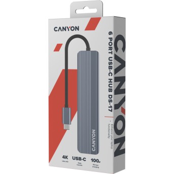 CANYON hub DS-17 6in1 4k USB-C Grey в Metoo.kz - Metoo (7)
