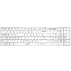 Genius SlimStar 126 wired keyboard ( 12 Multimedia Function Keys and 4 dedicated Hotkeys for Quick Commands, Ultra-Slim Keycaps ), white color