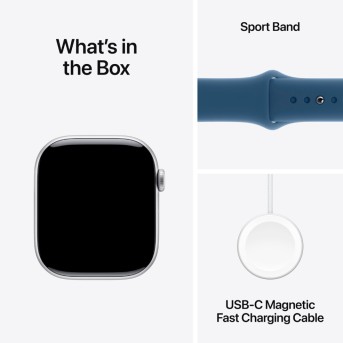 Apple Watch Series 10 GPS 42mm Silver Aluminium Case with Denim Sport Band - S/<wbr>M,Model A2997 - Metoo (14)