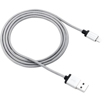 Charge & Sync MFI braided cable with metalic shell, USB to lightning, certified by Apple, 1m, 0.28mm, Dark gray - Metoo (1)