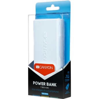 CANYON Power bank 7800mAh built-in Lithium-ion battery, 2 USB port max output 5V2A, input 5V2A. White - Metoo (2)