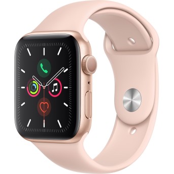 Apple Watch Series 5 GPS, 44mm Gold Aluminium Case with Pink Sand Sport Band - S/<wbr>M & M/<wbr>L Model nr A2093 - Metoo (1)