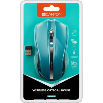 CANYON 2.4GHz wireless Optical Mouse with 4 buttons, DPI 800/<wbr>1200/<wbr>1600, Green, 122*69*40mm, 0.067kg - Metoo (4)