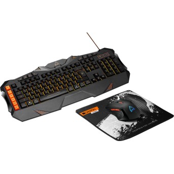 CANYON 3in1 Gaming set, Keyboard with lighting effect(118 keys), Mouse with logo RGB(DPI 800/<wbr>1200/<wbr>2400/<wbr>3200), Mouse Mat with size 350*250*3mm, Black, 1.15kg, RU layout - Metoo (1)