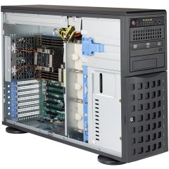 Supermicro server chassis CSE-745BAC-R1K23B 4U tower chassis, Dual, single Intel/ AMD CPU, 7 full-height & full-length expansion slot(s), 8 x 3.5"/<wbr>2.5" hot-swap SAS drive bay with SES3, 8-port 4U/<wbr>Tower 3.5-inch SAS3/<wbr>SAS2/<wbr>SATA3 12Gbps backpla