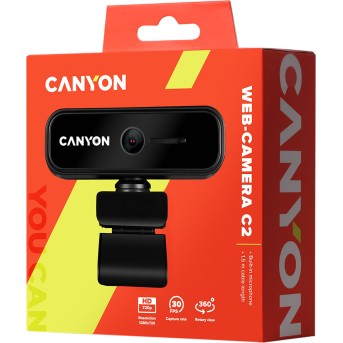 CANYON C2 720P HD 1.0Mega fixed focus webcam with USB2.0. connector, 360° rotary view scope, 1.0Mega pixels, built in MIC, Resolution 1280*720(1920*1080 by interpolation), viewing angle 46°, cable length 1.5m, 90*60*55mm, 0.104kg, Black - Metoo (3)