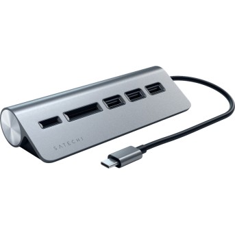 SATECHI Type-C Aluminum USB 3.0 Hub & Card Reader Space Gray - Metoo (1)