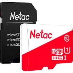 Netac P500 ECO MicroSDXC 128GB U1/C10, retail pack with SD Adapter, EAN: 6926337236698..