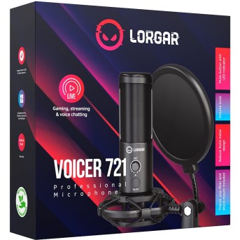 LORGAR Gaming Microphones, Black, USB condenser microphone with tripod stand, pop filter, including 1 microphone, 1 Height metal tripod, 1 plastic shock mount, 1 windscreen cap, 1,2m metel type-C USB cable, 1 pop filter, 154.6x56.1mm - Metoo (7)