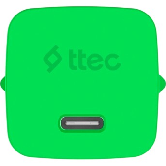 ttec SmartCharger GAN 20W PD Travel Fast Charger + USB-C - Lightning Cable 120cm, Neon Green в Metoo.kz - Metoo (2)