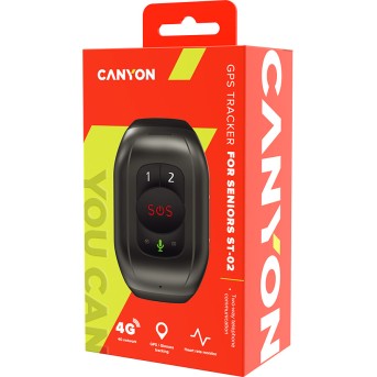 CANYON ST-02, Senior Tracker, UNISOC 8910DM, GPS function, SOS button, IP67 waterproof, single SIM, 32+32MB, GSM(850/<wbr>900/<wbr>1800/<wbr>1900MHz), 4G Brand(1/<wbr>2/3/<wbr>5/7/<wbr>8/20), 1000mAh, compatibility with iOS and android, Black, host: 65*42*20mm, strap: 20wide*240mm, 73 - Metoo (5)