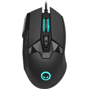 LORGAR Stricter 579, gaming mouse, 9 programmable buttons, Pixart PMW3336 sensor, DPI up to 12 000, 50 million clicks buttons lifespan, 2 switches, built-in display, 1.8m USB soft silicone cable, Matt UV coating with glossy parts and RGB lights with 4 LED - Metoo (1)