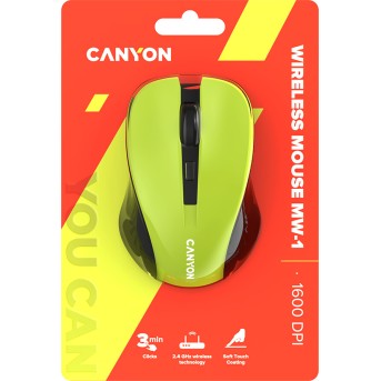 CANYON mouse MW-1 Wireless Yellow в Metoo.kz - Metoo (6)