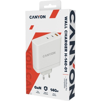 CANYON H-140-01, Wall charger with 1USB-A, 2 USB-C. Input:100-240V~50/<wbr>60Hz, 2.0A Max. USB-A Output: 5V /9V /12V/<wbr>20V /28V Max Output Current:5.0A max - Metoo (4)