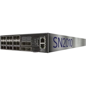 Mellanox Spectrum based 25GbE/<wbr>100GbE 1U Open Ethernet switch with Cumulus Linux, 18 SFP28 ports and 4 QSFP28 ports, 2 Power Supplies (AC), x86 CPU, short depth, P2C airflow. Rail Kit must be purchased separately - Metoo (1)