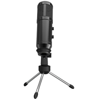 LORGAR Gaming Microphones, Black, USB condenser microphone with Volume Knob & Echo Kob, including 1x Microphone, 1 x 2.5M USB Cable, 1 x Tripod Stand, 1 x User Manual, body size: Φ47.4*158.2*48.1mm, weight: 243.0g - Metoo (1)