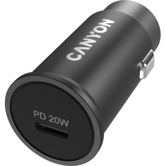 Canyon C-20, PD 20W Pocket size car charger, input: DC12V-24V, output: PD20W, support iPhone12 PD fast charging, Compliant with CE RoHs , Size: 50.6*23.4*23.4, 18g, Black в Metoo.kz - Metoo (3)