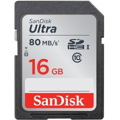 SANDISK Ultra 16GB SDHC Memory Card 80MB/<wbr>s