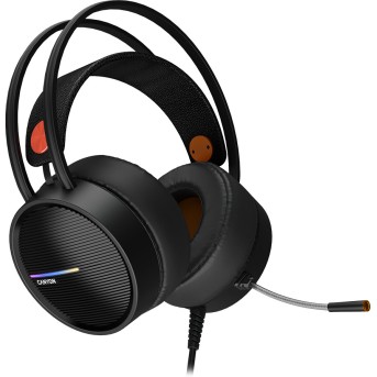 CANYON INTERCEPTOR GH-8A, Gaming headset 3.5mm jack plus USB connector for LED backlight, adjustable microphone and volume control, with 2in1 3.5mm adapter, cable 2M, Black and Orange, 0.36kg в Metoo.kz - Metoo (2)