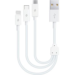 ttec Trio Charge / Data Mini Cable , Type-C , Lightning , Micro USB , 120cm , White..