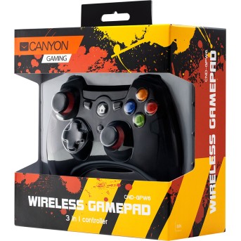 CANYON GP-W6 2.4G Wireless Controller with Dual Motor, Rubber coating, 2PCS AA Alkaline battery ,support PC X-input mode/<wbr>D-input mode, PS3, Android/<wbr>nano size dongle,black - Metoo (4)