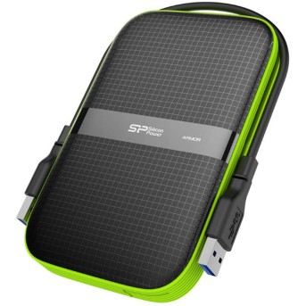 Silicon Power Armor - A60 2TB Portable HDD USB 3.2 Gen1 Black/Green, Shockproof MIL-STD 810G Method 516.6 Procedure IV, Water-resistant IPX4, LED light в Metoo.kz - Metoo (2)