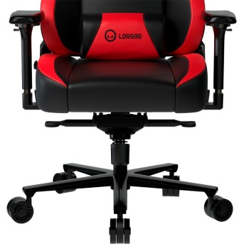 LORGAR Base 311, Gaming chair, PU eco-leather, 1.8 mm metal frame, multiblock mechanism, 4D armrests, 5 Star aluminium base, Class-4 gas lift, 75mm PU casters, Black + red - Metoo (6)