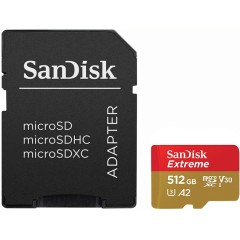 SanDisk Extreme microSDXC 512GB + SD Adapter + RescuePRO Deluxe 160MB/<wbr>s A2 C10 V30 UHS-I U3