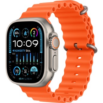 Apple Watch Ultra 2 GPS + Cellular, 49mm Titanium Case with Orange Ocean Band,Model A2986 - Metoo (1)