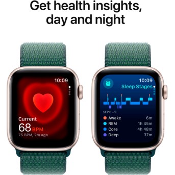 Apple Watch SE 2024 GPS 40mm Starlight Aluminium Case with Lake Green Sport Loop,Model A2722 - Metoo (9)