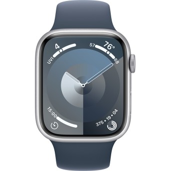 Apple Watch Series 9 GPS 45mm Silver Aluminium Case with Storm Blue Sport Band - M/<wbr>L,Model A2980 - Metoo (2)