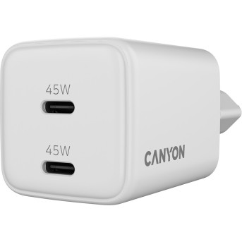 CANYON charger CU45AC GaN 45W 2xPD EU White в Metoo.kz - Metoo (5)