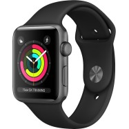 AppleWatch Series3 GPS, 42mm Space Grey Aluminium Case with Black Sport Band, Model A1859