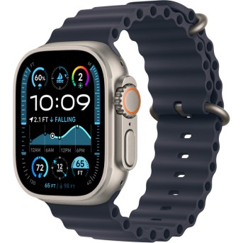 49mm Navy Ocean Band - Natural Titanium Finish - Metoo (4)
