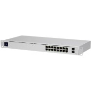 Ubiquiti USW-16-PoE 16-port Layer 2 PoE switch, 8 x GbE PoE+, 8 x GbE ports, 2 x 1G SFP ports, 42W total PoE Power, fanless, silent cooling, ESD/EMP protection, 1.3" touchscreen LCM display, Rackmount (Kit included)