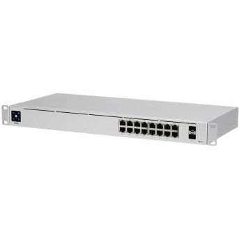 Ubiquiti USW-16-PoE 16-port Layer 2 PoE switch, 8 x GbE PoE+, 8 x GbE ports, 2 x 1G SFP ports, 42W total PoE Power, fanless, silent cooling, ESD/<wbr>EMP protection, 1.3" touchscreen LCM display, Rackmount (Kit included) - Metoo (1)
