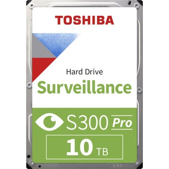 HDD Video Surveillance TOSHIBA S300 PRO 10TB CMR, 3.5'', 512MB, 7200RPM, SATA, 64 cameras, 24/7, TBW: 300 в Metoo.kz - Metoo (1)