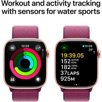 Apple Watch Series 10 GPS 46mm Rose Gold Aluminium Case with Plum Sport Loop,Model A2999 - Metoo (8)