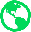 Green icon of Earth, representing carbon neutrality