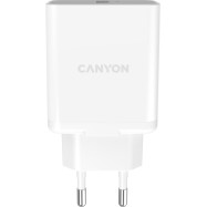 Canyon, Wall charger with 1*USB, QC3.0 24W, Input: 100V-240V, Output: DC 5V/3A,9V/2.67A,12V/2A, Eu plug, Over-load, over-heated, over-current and short circuit protection, CE, RoHS ,ERP. Size:89*46*26.5 mm,58g, White