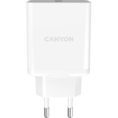 Canyon, Wall charger with 1*USB, QC3.0 24W, Input: 100V-240V, Output: DC 5V/<wbr>3A,9V/<wbr>2.67A,12V/<wbr>2A, Eu plug, Over-load, over-heated, over-current and short circuit protection, CE, RoHS ,ERP. Size:89*46*26.5 mm,58g, White