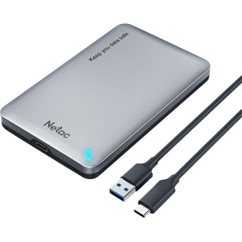Netac WH12S 2.5 SATA to USB3.0 External HDD/SSD Case, Slide Transparent Cover, with USB3.0 C to C cable в Metoo.kz - Metoo (1)