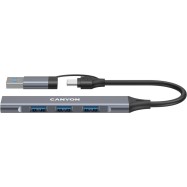 CANYON hub DS-02 4in1 USB-A/C Grey..