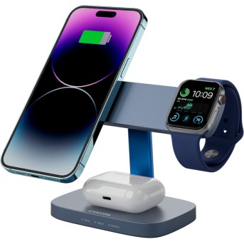 CANYON Wireless Charging Station Hexagon 310 3in1 DarkGrey/<wbr>Blue - Metoo (6)