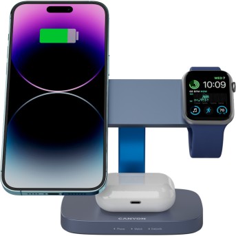 CANYON Wireless Charging Station Hexagon 310 3in1 DarkGrey/<wbr>Blue - Metoo (5)