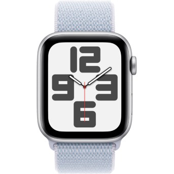 Apple Watch SE 2024 GPS 44mm Silver Aluminium Case with Blue Cloud Sport Loop,Model A2723 - Metoo (6)