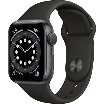 Apple Watch Series 6 GPS, 40mm Space Gray Aluminium Case with Black Sport Band - Regular, Model A2291 - Metoo (1)