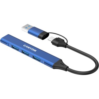 CANYON hub DS-02 4in1 USB-A/C Blue в Metoo.kz - Metoo (5)